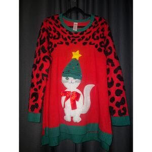Ugly Christmas Sweater Xmas Size 1X Cat